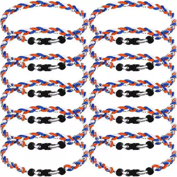 Cross-Border Baseball Necklace 18inch Baseball Enthusiasts Team Gift Three-Strand Titanium Tornado Rope Design