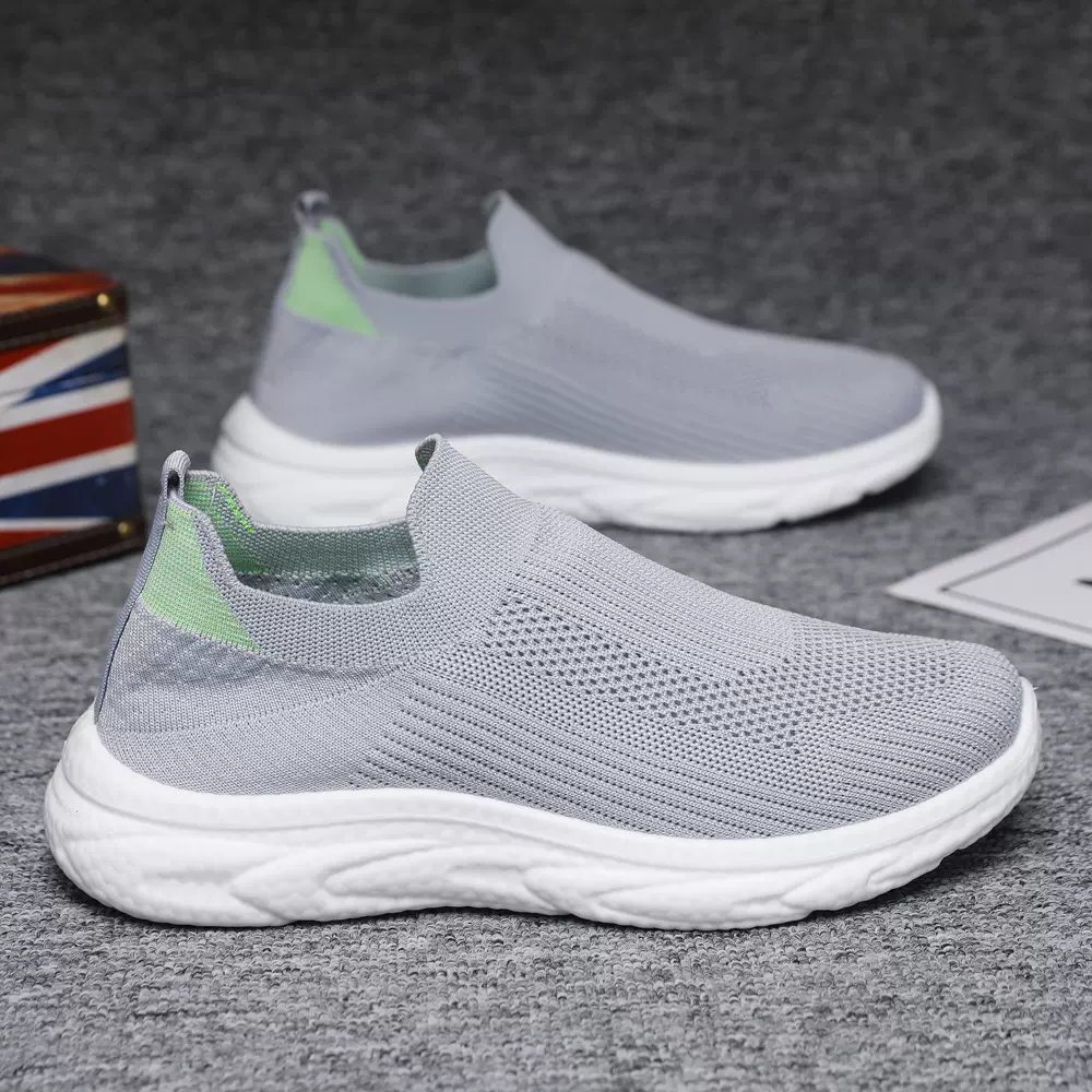 鞋子男2025新款飞织休闲鞋轻便跑步单鞋运动鞋聚氨酯一脚蹬懒人鞋
