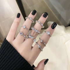 簡約不規則微鑲素圈戒指女ins小眾設計百搭極簡冷淡風鋯石食指戒