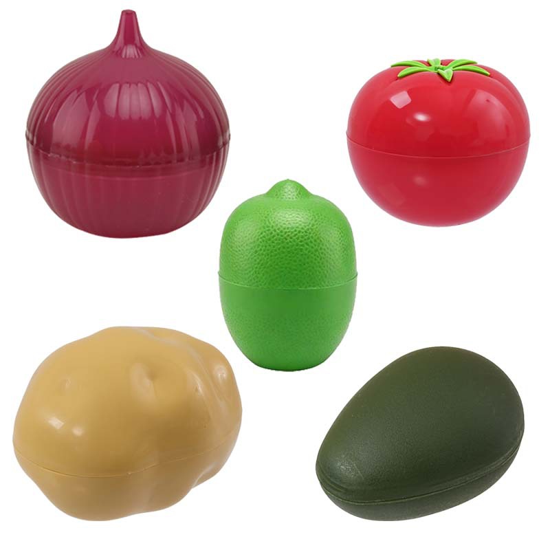 Simulated Vegetable-Shaped Refrigerator Storage Box, Kitchen Food Preservation Box, Onion, Lemon, Tomato, Garlic Storage Box