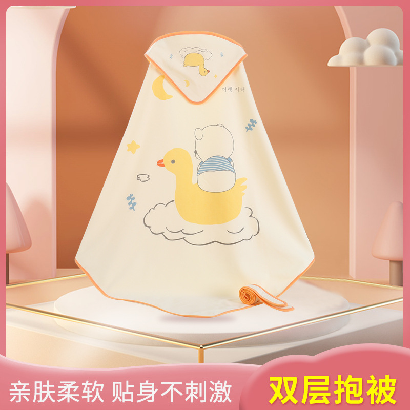 Newborn Swaddle, Four-Season Double-Layer Cotton Quilt, Delivery Room Swaddle, Soft Velvet Baby Outing Wrap, Breathable