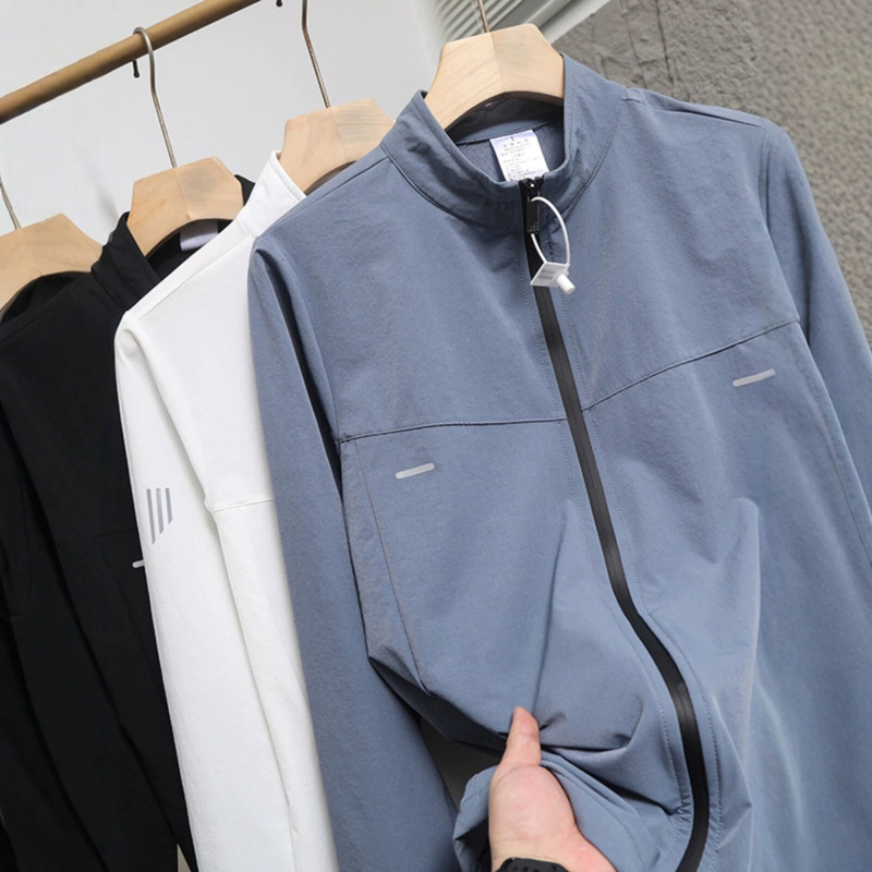Functional Woven Fabric with 3m+ Reflective Technology, Autumn Men's Water-Repellent, Lightweight, Breathable, Stretchy, Quick-Drying Stand-Collar Jacket