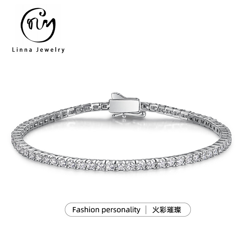 Brass and White Copper Moissanite Tennis Bracelet Exquisite Sparkling Jewelry Jewelry Factory Price Direct Supply