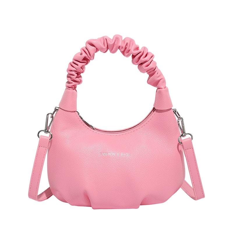 Bolsos populares de este año 2025 verano nuevo estilo bolso femenino simple patrón de lichi bolso de hombro bolso de mensajero plisado de moda