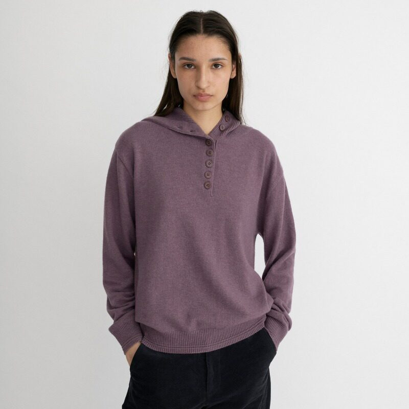 Pre-sale for the new 2026 autumn Korean version *thecolorcolour loose-fitting buttoned hooded knit top