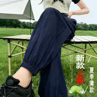 垂感老爹裤中老年束脚裤春夏季新款薄款松紧亲肤时尚直筒九分裤子