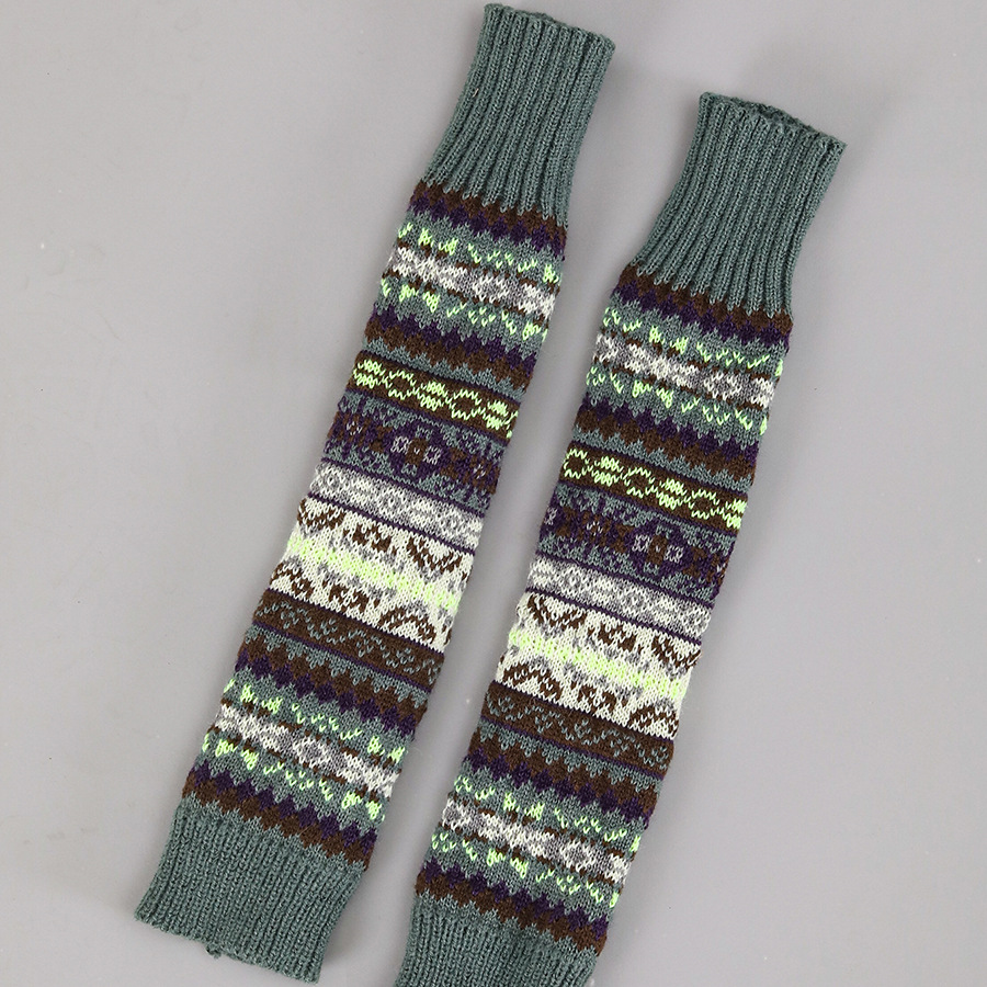 Calcetines de estilo bohemio engrosados de otoño e invierno, mangas de brazo para mujer, guantes de lana de punto sin dedos largos y cálidos