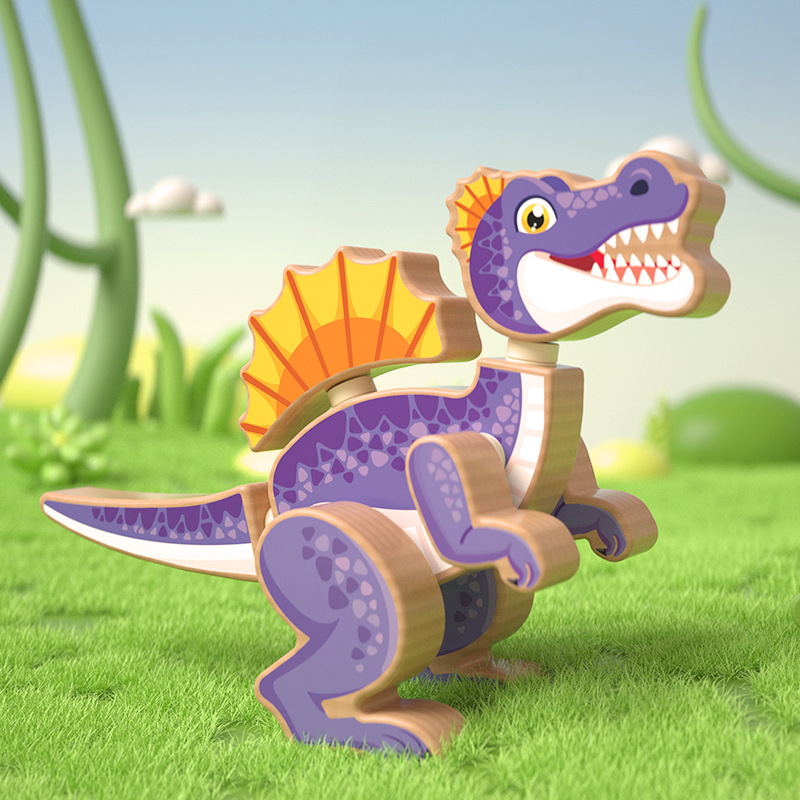 Creativo transfronterizo bricolaje hebilla ensamblaje de bloques de construcción de dinosaurios dibujos animados tridimensionales rompecabezas de animales costura bloques de construcción juguetes educativos