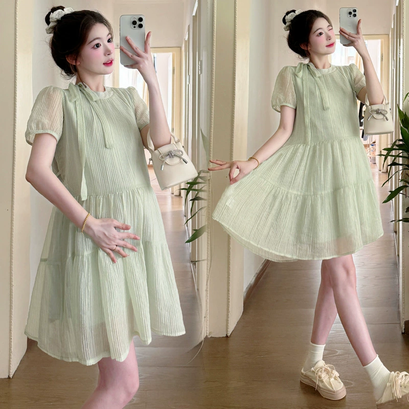 Summer dress for pregnant, skirt, belt with bow, doll, mini-skirt, new collection, for teenagers