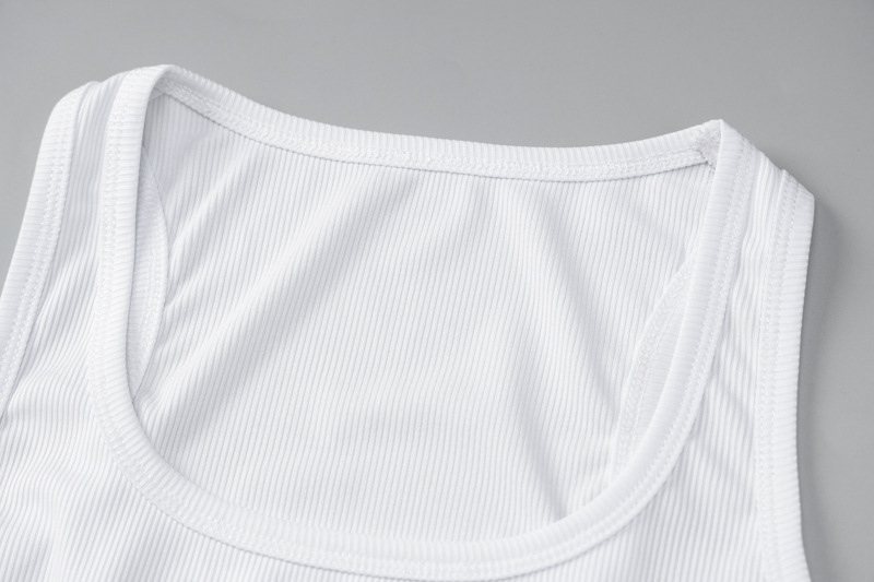 Women's Sexy U-Neck Sleeveless Short Vest Casual Fashion American Style Spring Summer Rhinestone Detail_ecoleips.com