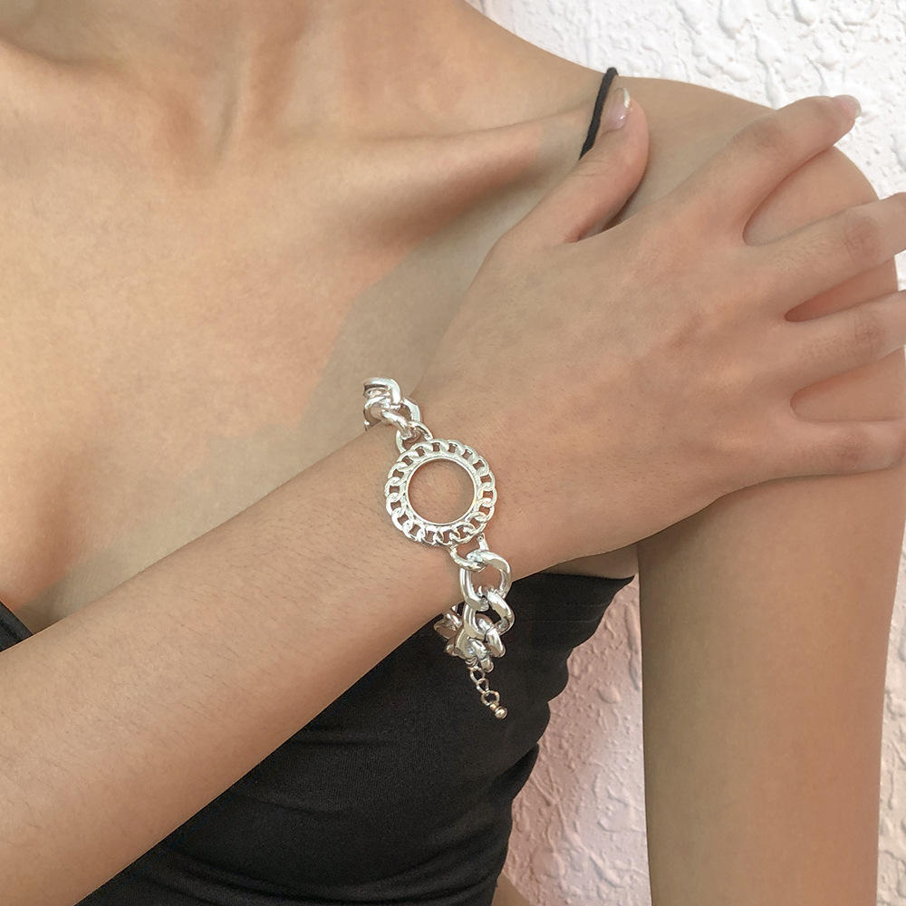 Nihaojewelry wholesale jewelry simple alloy geometric ring chain braceletpicture12