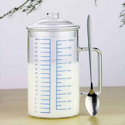 家用量杯帶刻度可微波加熱牛奶杯加厚玻璃刻度杯耐熱烘焙計量杯子