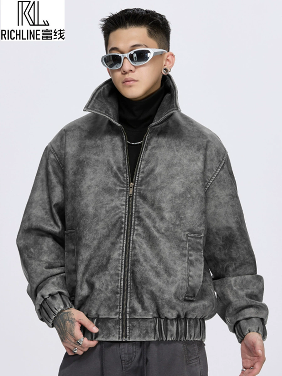 Demi-season ретро полиуретановая модная ветровка для отдыха, oversize
