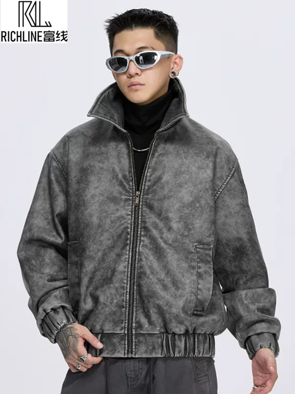 Demi-season ретро полиуретановая модная ветровка для отдыха, oversize