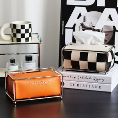Nordic style coffee table desk minimalist napkin box kitchen bathroom storage tissue box PU leather tissue box