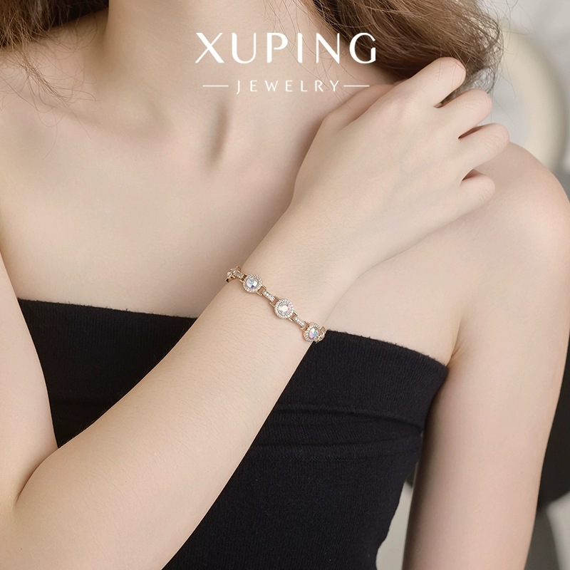 Xuping imitación de la serie de cristal de aleación de cobre chapado 18k pulsera de lujo ligera nueva pulsera de pulsera