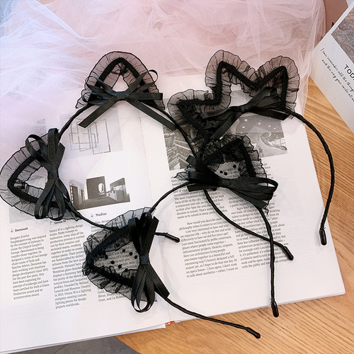 Korean palace retro mesh polka dot big bow hair hoop super fairy hair hoop stage hair accessories knotted hairpins