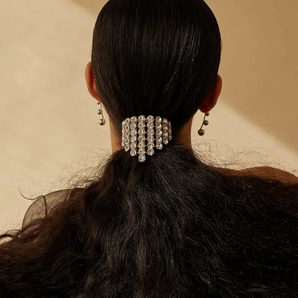 Трансграничные новые кольца для волос со стразами, нишевые японско-корейские модные холодные ветры, конский хвост, веревка для волос, премиум-смысл, простой головной убор