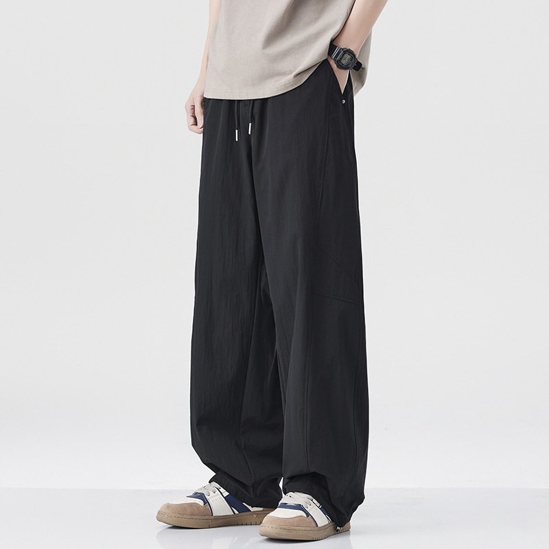 American Trendy Brand Ice Silk Casual Pants Men's 2025 New Summer Loose Straight Versatile Trendy Stylish Long Pants