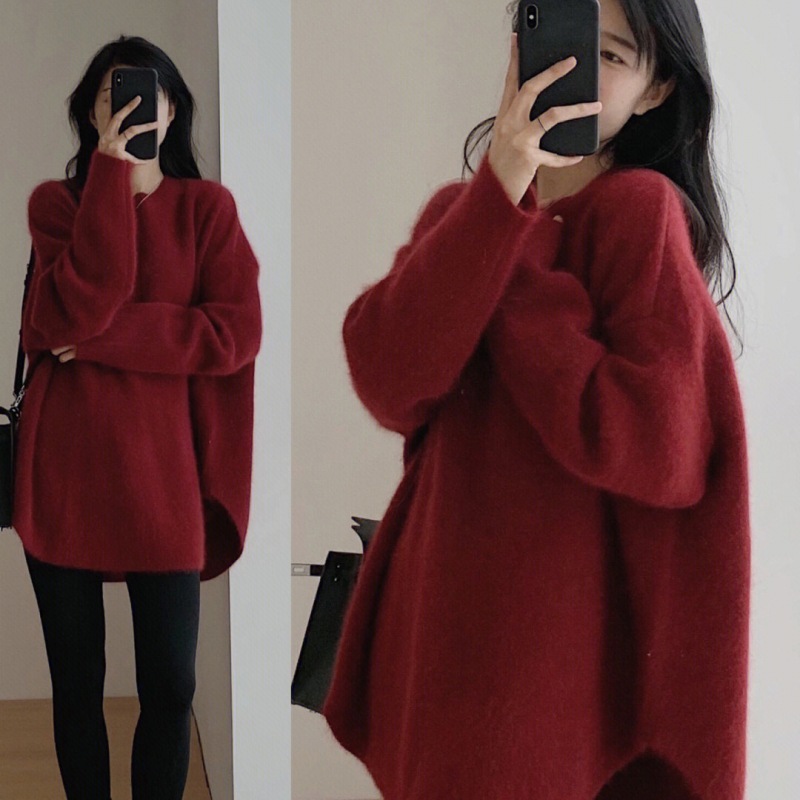 日韓の新型の怠惰な風のシンプルなレトロなニットのセーターの女性の秋冬の外は中の長いタイプのオープンフォークの百合の上着を着ます。|undefined