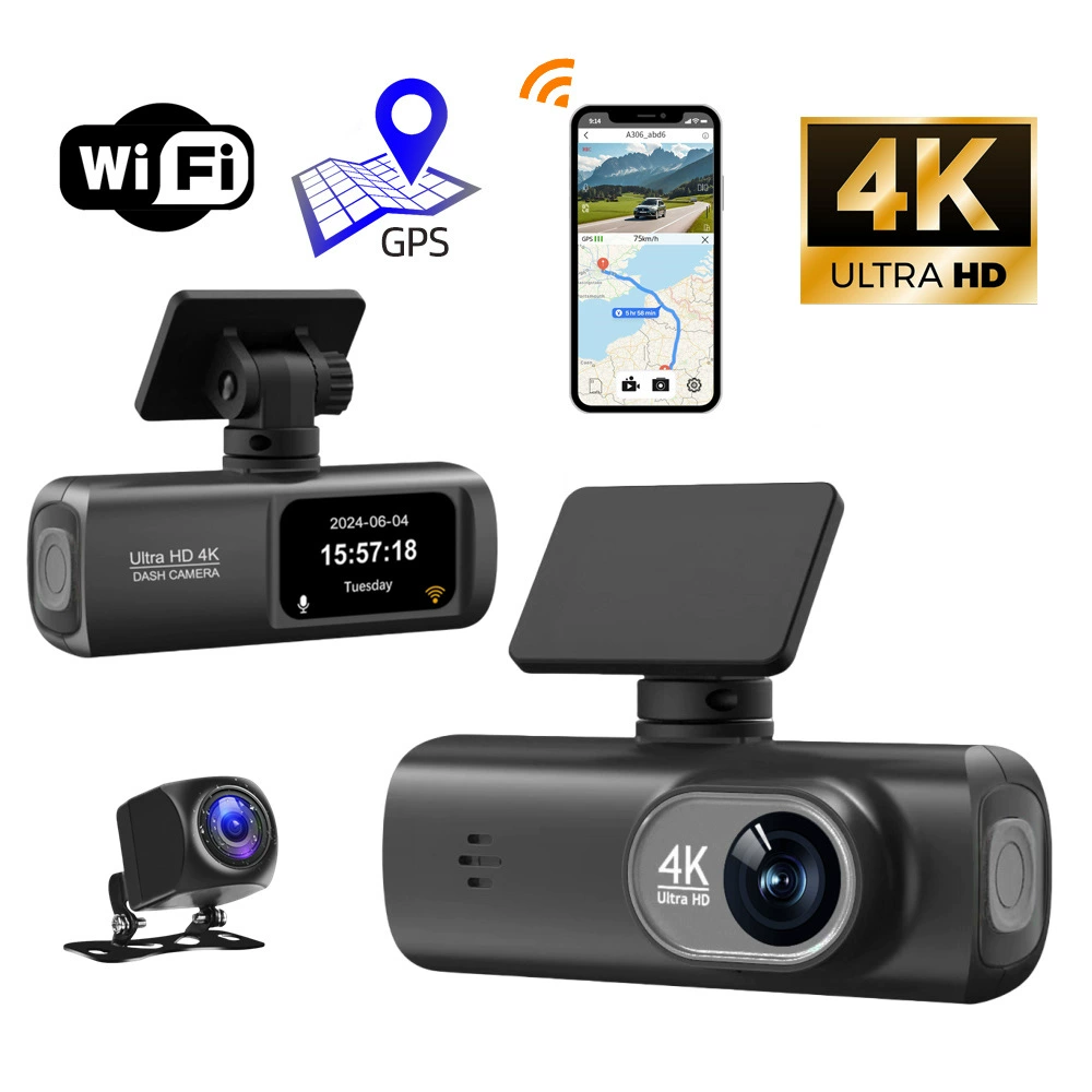 Трансграничный 4K двухобъективный видеорегистратор HD сверхширокоугольное ночное видение WiFi передняя и задняя двойная запись GPS автомобильная запись