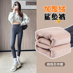 加绒鲨鱼裤女外穿秋冬季2025新款薄绒棉裤高腰收腹提臀瑜伽打底裤