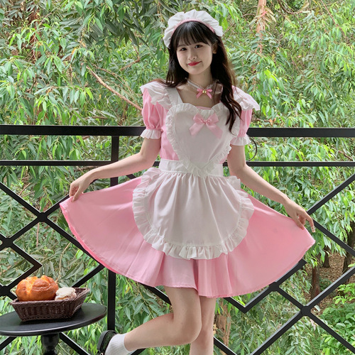 Anime black and white female maid outfit Japanese Alice cute Lolita maid dress lady's dress costume
