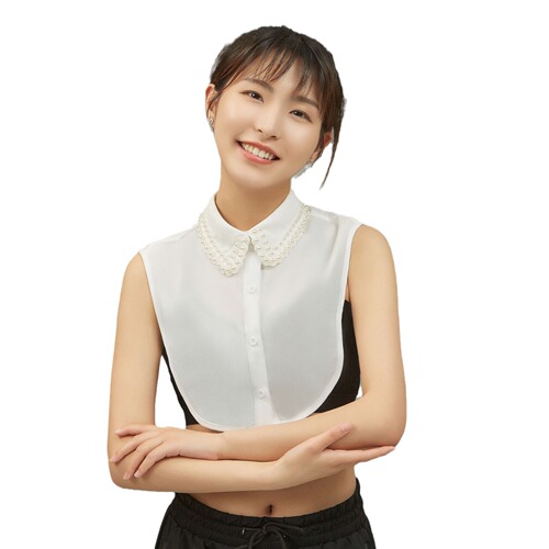Factory direct sales factory specializing in the production of beaded elegant beaded pearl fake collar half-shirt