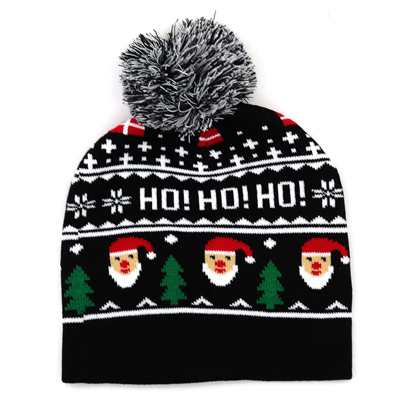 Fashion Contrast Color Jacquard Wool Ball Christmas Knitted Hat Woolen Hat Wholesale Nihaojewelry display picture 5
