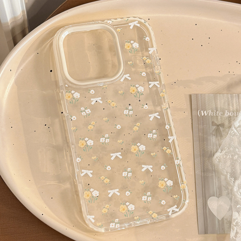 小清新黄色碎花适用iPhone16苹果15手机壳17promax防摔13透明11软|undefined