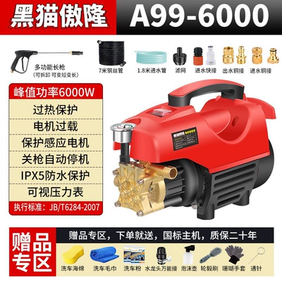 Portable car washer, Wash Tool Portable Car Wash Pump - top-with-long-gun-7m-steel-wire-pipe-copper-connection-gift