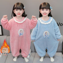 女童睡袋秋冬款法兰绒儿童冬季防踢被加厚珊瑚绒双层宝宝连体睡衣