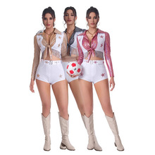 跨境 世界杯欧洲杯篮球足球宝贝性感啦啦队 拉拉操足球三件套服装