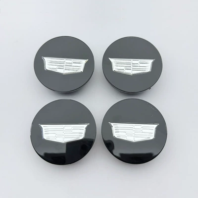 Cadillac Hub Cap Atsl Xts – Car logo - flat-style-black-background-silver-label-67mm-four