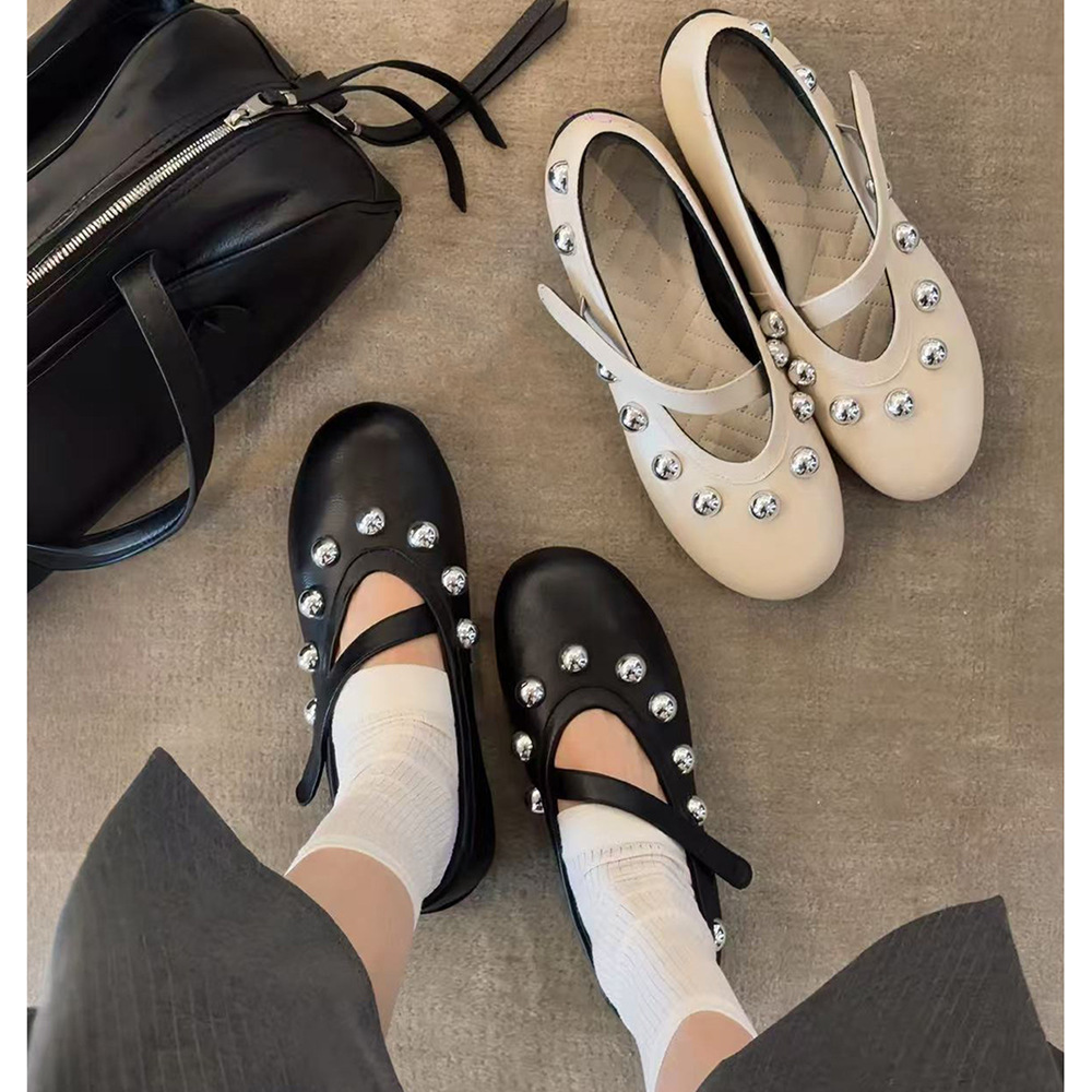 Sheepskin Version ~ 2026 New Vintage Style Studded Retro Flat Ballet...