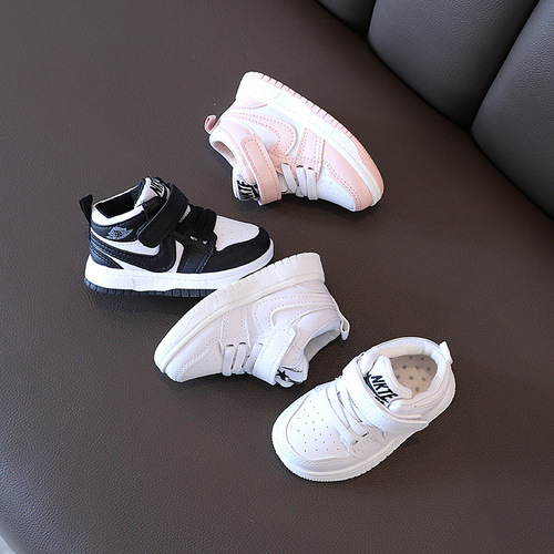 Boys mid-top sneakers  spring and autumn new children's single shoes children's baby sneakers girls' shoes small white shoes