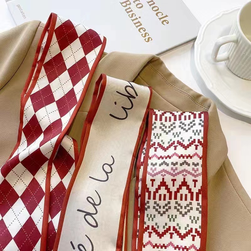 Retro bufanda francesa banda de pelo nueva bufanda larga de las mujeres del todo-fósforo largo tejido lazo de pelo Cola de Caballo banda de pelo bufanda de la cinta