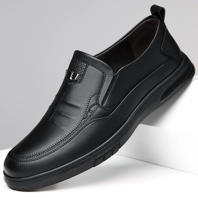 2024 весенне-осенняя мужская деловая повседневная кожаная обувь на шнуровке, Мужская мягкая кожаная обувь с мягкой подошвой, обувь для пап среднего возраста, туфли без шнуровки 2295