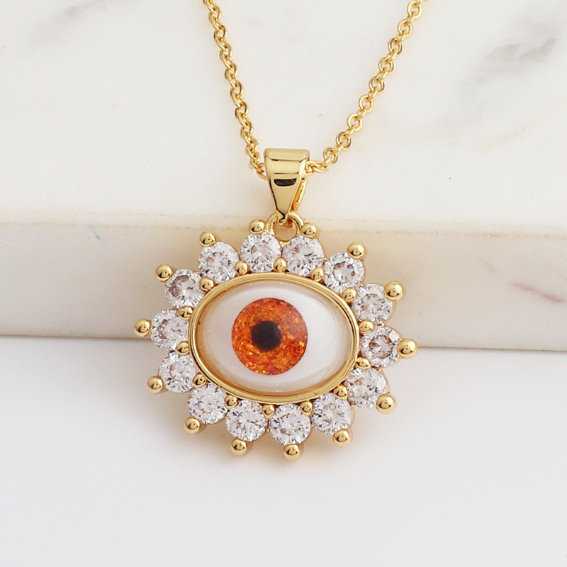 Fashion Eye Copper Necklace Inlaid Zircon Copper Necklaces