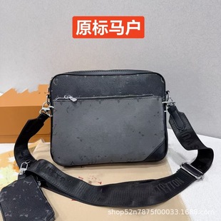 2020 Autumn and Winter New Men's Shoulder Crossbody Three-in-One Messenger Bag Black Flower Hand Bag