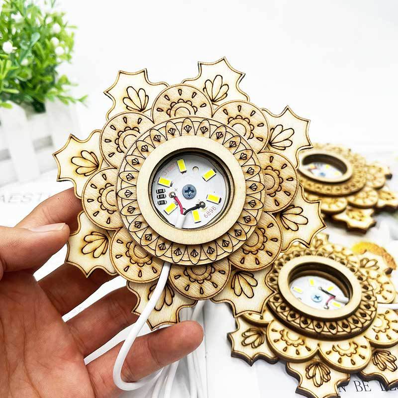 Madera de siete estrellas arsenal lámpara titular Lotus LED noche luz lámpara titular de cinco Hojas de Trébol soporte de la lámpara de trébol de luz de color frío y cálido