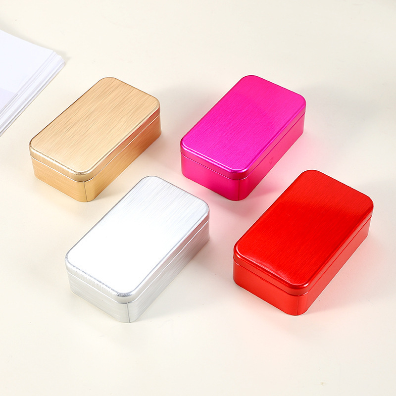 现代简约方形拉丝小铁盒便携茶叶盒茶叶礼品包装空盒杂物收纳盒