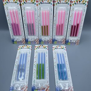 Wholesale new powder suction card 6 long rod candle creative party baking decorative art pencil candle