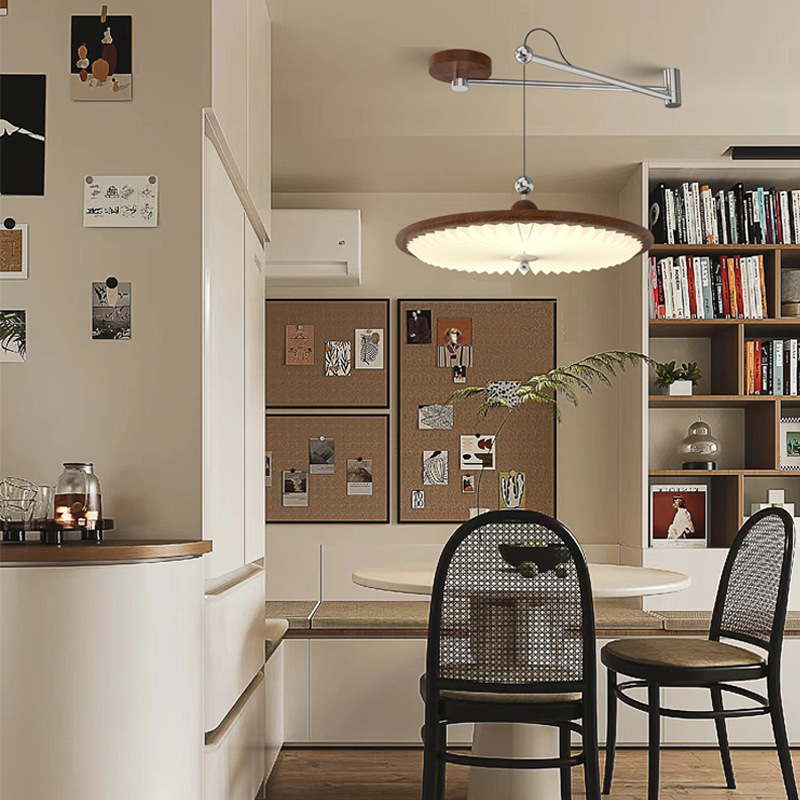 Candelabro de restaurante basculante desplazable estilo americano minimalista wabi-ji nogal protección ocular creativa barra de bar luz de comedor