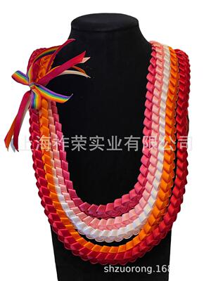 廠家直銷緞帶編織多層畢業绶帶Ribbon Braid Lei手工編織絲帶花環