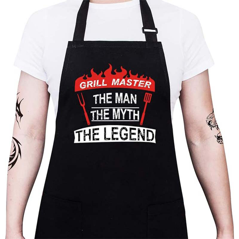 Amazon transfronterizo Venta caliente delantal de poliéster carta Halter restaurante ropa de trabajo hogar cocina delantal al por mayor personalizado