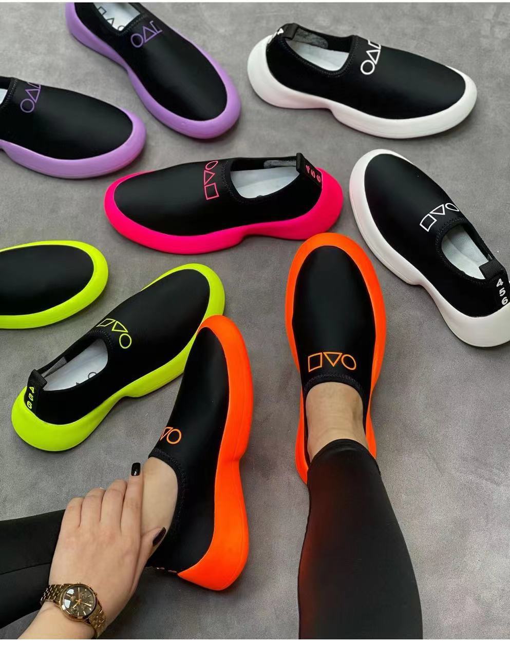 2022 new pattern Foreign trade Large Women's Shoes fashion leisure time Lazy man Single shoes A pedal The thickness of the bottom Elastic Sets of toe Lok Fu shoes