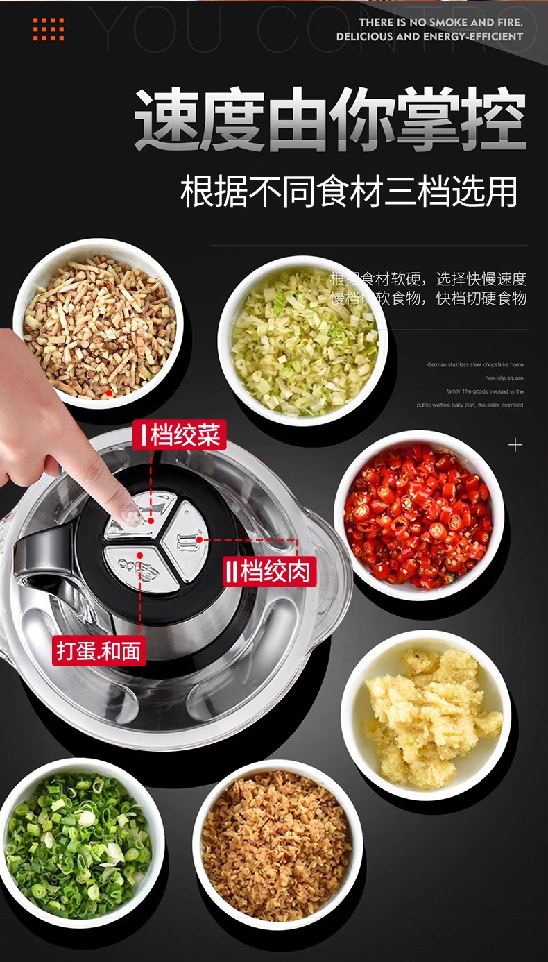 Electric Meat Grinder Multifunctional Food Processor Blender Baby Food Mixer Garlic Chili Mincer Small Commercial Household Appliance