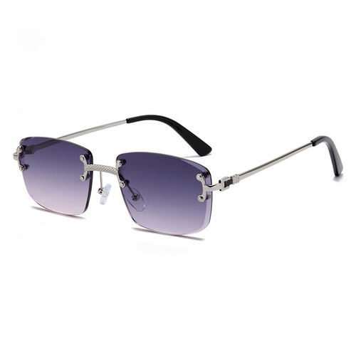 Unframed Progressive Bicolor Edge Sunglasses Square European and American Cross-border Fashion High Quality C1745