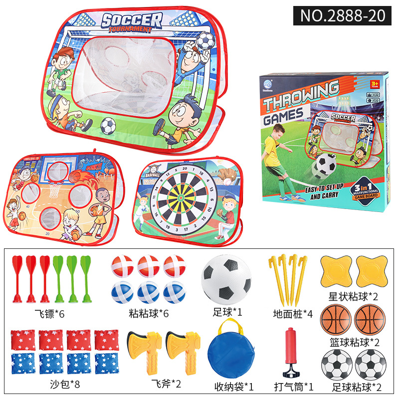 Juguetes deportivos para niños indoor y outdoor lanzamiento 3 en 1 bolsas de arena plegables tablero de fútbol blanco bolsas de arena bola pegajosa